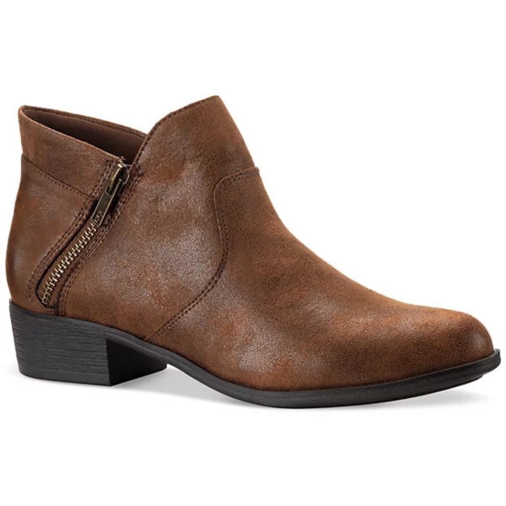 Sun + Stone Adelinee Double Zip Ankle Boot Size 6 Chocolate Brown , NEW